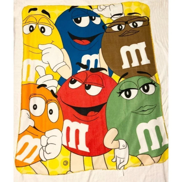 2014 M&M World Fleece Throw Blanket Candy Chocolate 58x49 Inch - Picture 6 of 16